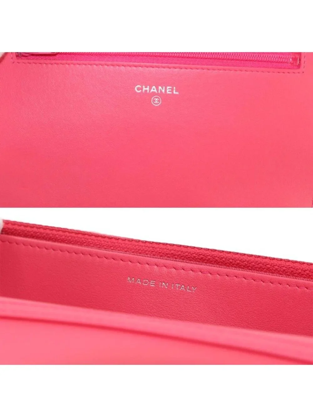 Chanel Camellia Chain Wallet Bifold Leather Pink Shoulder Bag
